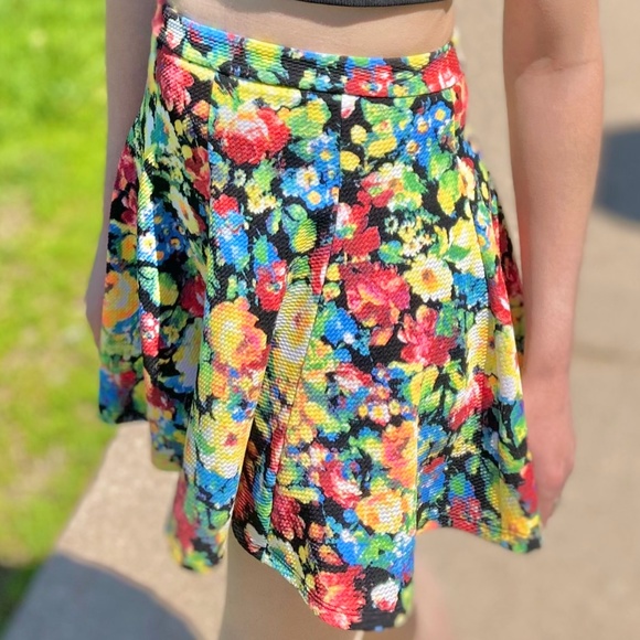 Lush Rainbow Floral Skirt - Picture 1 of 3